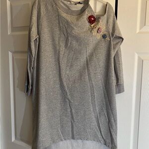 joie clair made in italy dress nwt Gray Dress with Floral Embellishments